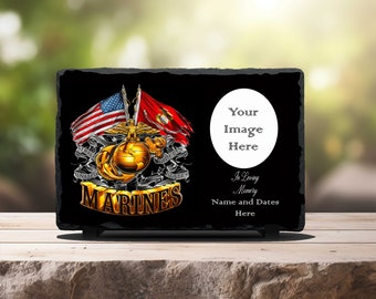 Marine Corps Memorial Keepsake Slate Stone Plaque, Home Decor