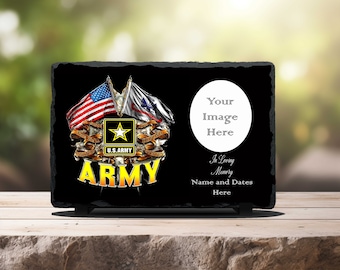 Army Memorial Keepsake Slate Stone Plaque, Home Decor