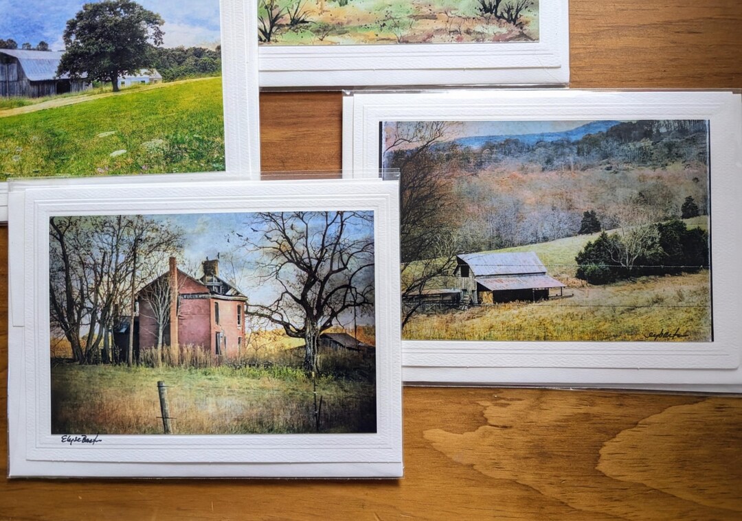 Old Barns, Houses Photography Note Cards: Abandoned Rural Scenery- Set ...