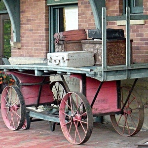 Rustic Baggage Cart  Rustic Art 5 x 7 Matted Photograph Altered Art Original Photograph