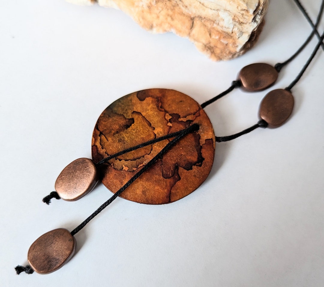 Gourd Art Necklace Artisan Painted Gourd Pendant Wearable Art Pendant