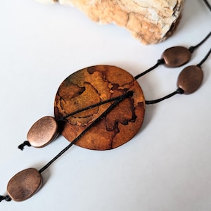 Hand-Painted Gourd Art Necklace: Southwestern Style Pendant
