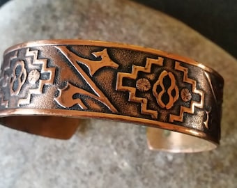 Vintage Copper Tribal Cuff: Adjustable Genuine Copper Jewelry