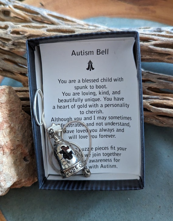 Autism Awareness Sterling Silver Bell with Puzzle 