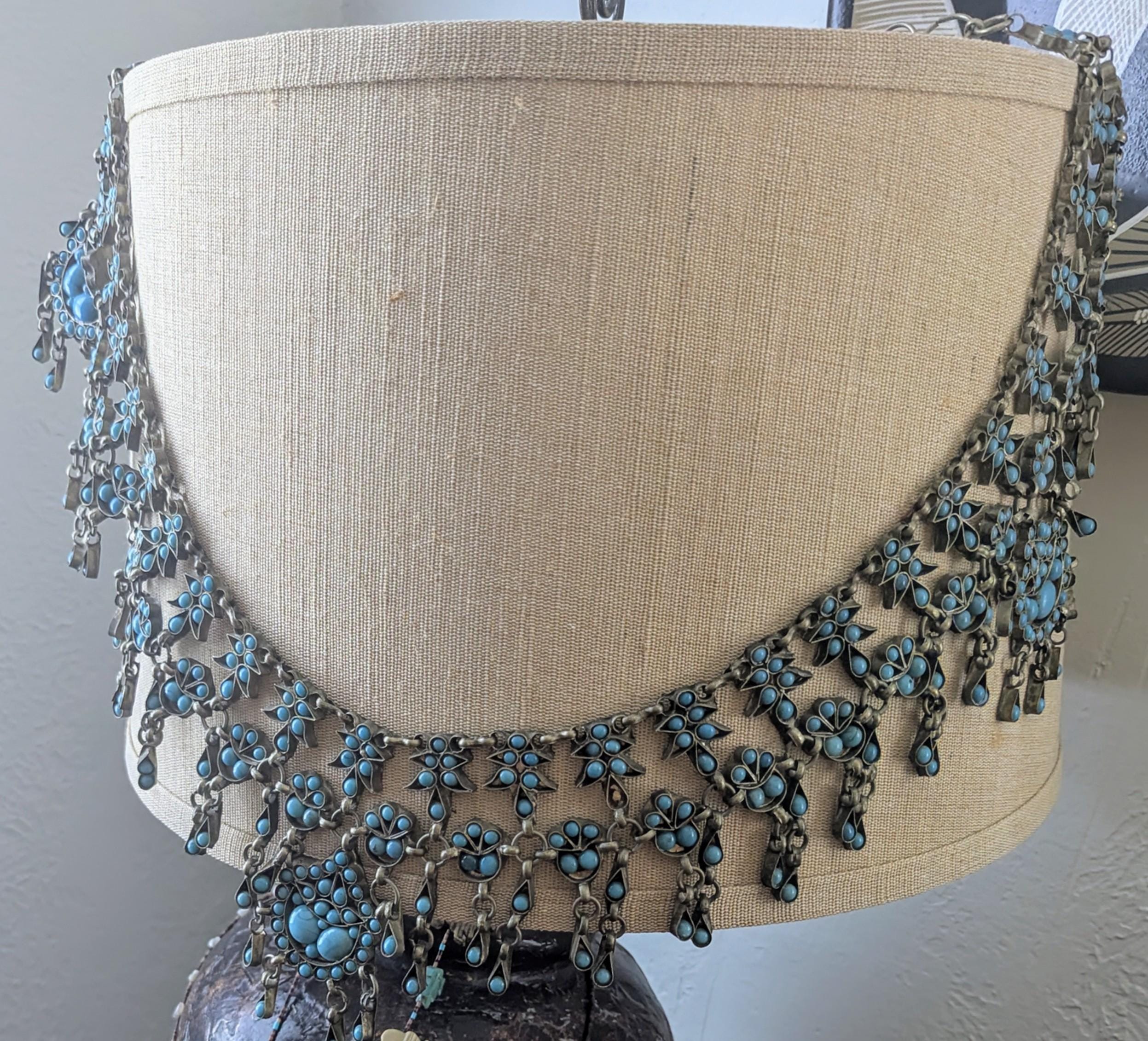 Vintage Moroccan Jeweled Belly Dance Belt: Faux Turquoise  display picture 3