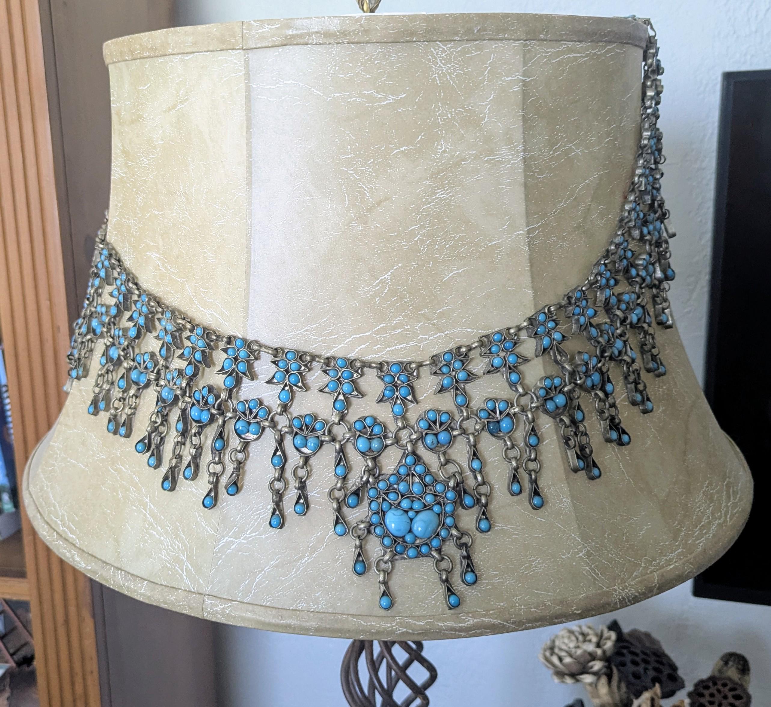 Vintage Moroccan Jeweled Belly Dance Belt: Faux Turquoise  display picture 2