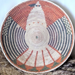 Woven Straw Basket: Eagle Design - Southwestern Boho Decor
