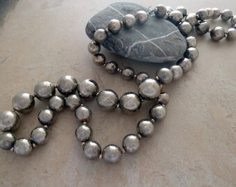 Silver Bead Necklace, Navajo Pearls, New Mexico