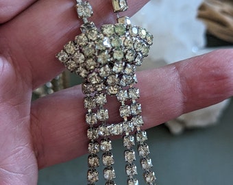 Vintage Rhinestone Choker Necklace: 1950s Flapper Style Bridal Jewelry