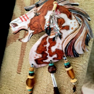 Gourd Art Horse Necklace: Hand-Painted Southwest Paint Pony Jewelry