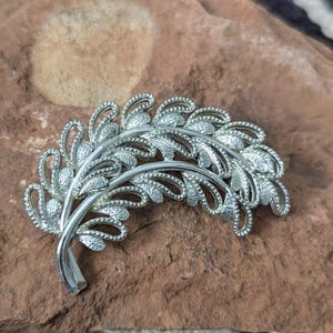 Silver Feather Brooch Vintage Jewelry