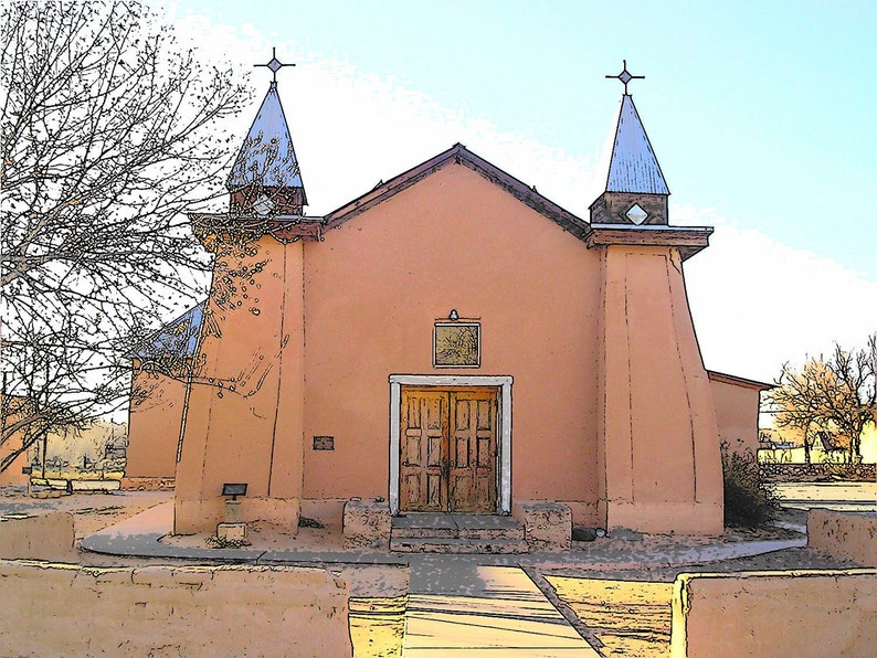 Old Church Photograph New Mexico Adobe Church Historic Etsy