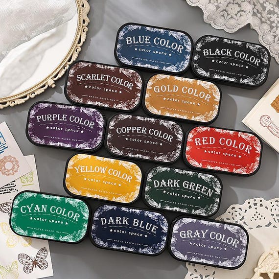 High Density Multicolor Water-Based Ink Pad, Retro Stamp Ink for Journaling, Scrapbooking & Crafting