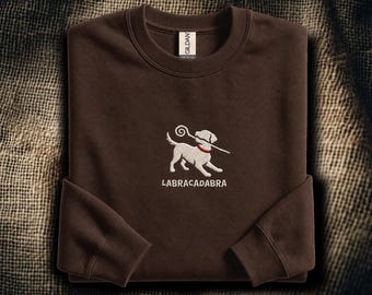 Sudadera bordada de Labrador Retriever: Varita mágica Labracadabra | Sudadera divertida con silueta de Labrador | Regalo para amantes de los Labradores