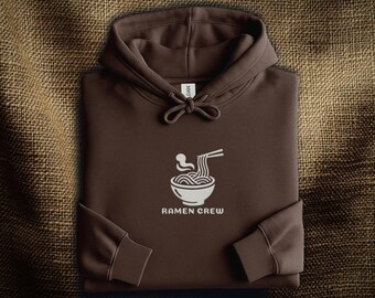 Ramen Crew Embroidered Hoodie: Japanese Ramen Noodle Bowl | Funny Foodie Hoodie | Ramen Lover Gift