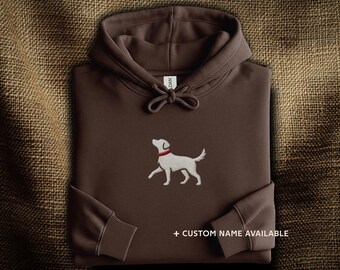 Labrador Retriever Embroidered Hoodie: Walking Lab Dog Silhouette | Custom Dog Name | Labrador Lover Gift