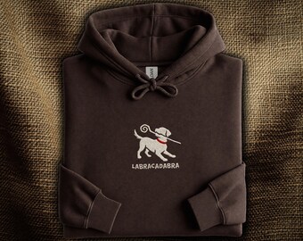 Labrador Retriever Embroidered Hoodie: Labracadabra Magic Wand | Funny Labrador Silhouette Hoodie | Lab Lover Gift