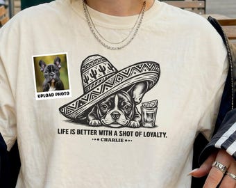 Custom Dog Tequila T-Shirt: Personalized Pet Portrait with Sombrero | Funny Dog Lover Gift | Mexican-Inspired Tee | Comfort Colors®