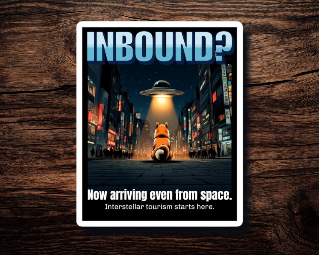 Inbound? UFO Shiba Sticker -cute Alien Encounter in Tokyo, Funny ...