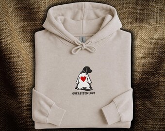 Labrador Retriever Embroidered Hoodie: Oversized Love Black Lab Silhouette | Cute Dog Hoodie | Labrador Lover Gift
