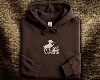 Labrador Retriever Embroidered Hoodie: Lab Tested Science Pun | Funny Labrador Silhouette Hoodie | Lab Lover Gift