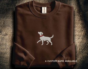 Labrador Retriever Embroidered Sweatshirt: Walking Lab Dog Silhouette | Custom Dog Name | Labrador Lover Gift