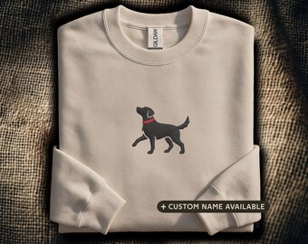 Labrador Retriever Embroidered Sweatshirt: Walking Lab Dog Silhouette | Custom Dog Name | Labrador Lover Gift