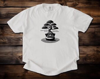 Comfort Colors® Vintage Zen Bonsai Frog: Wabi Sabi Meditation Tee | Japanese Garden Art for Bonsai Lovers
