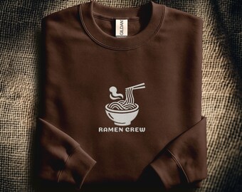 Ramen Crew Embroidered Sweatshirt: Japanese Ramen Noodle Bowl | Funny Foodie Crewneck | Ramen Lover Gift