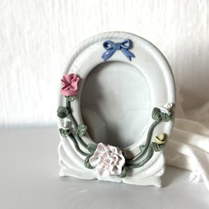 Vintage White Porcelain Picture Frame - Floral Decor Photo Frame - Antique Home Decor - Wedding Gift Frame