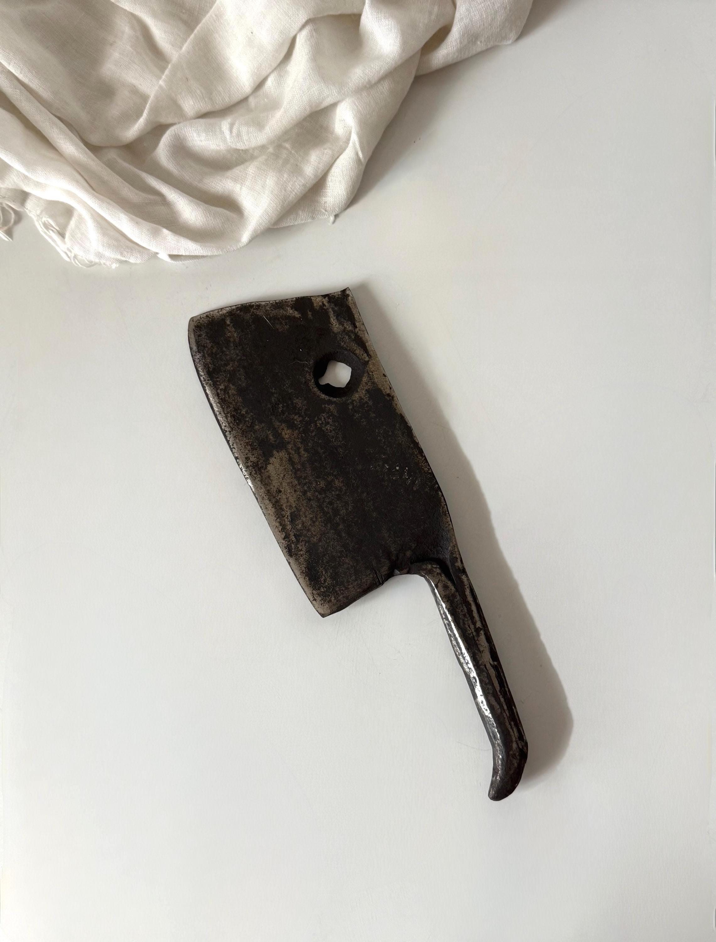 Rustic Cleaver Hand-forged Iron Butcher Cleaver: Rustic Farmhouse Kitchen Tool ...