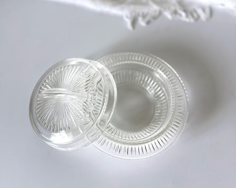 Vintage gerippte Glas Butterdose - Mid Century Küchenhüter
