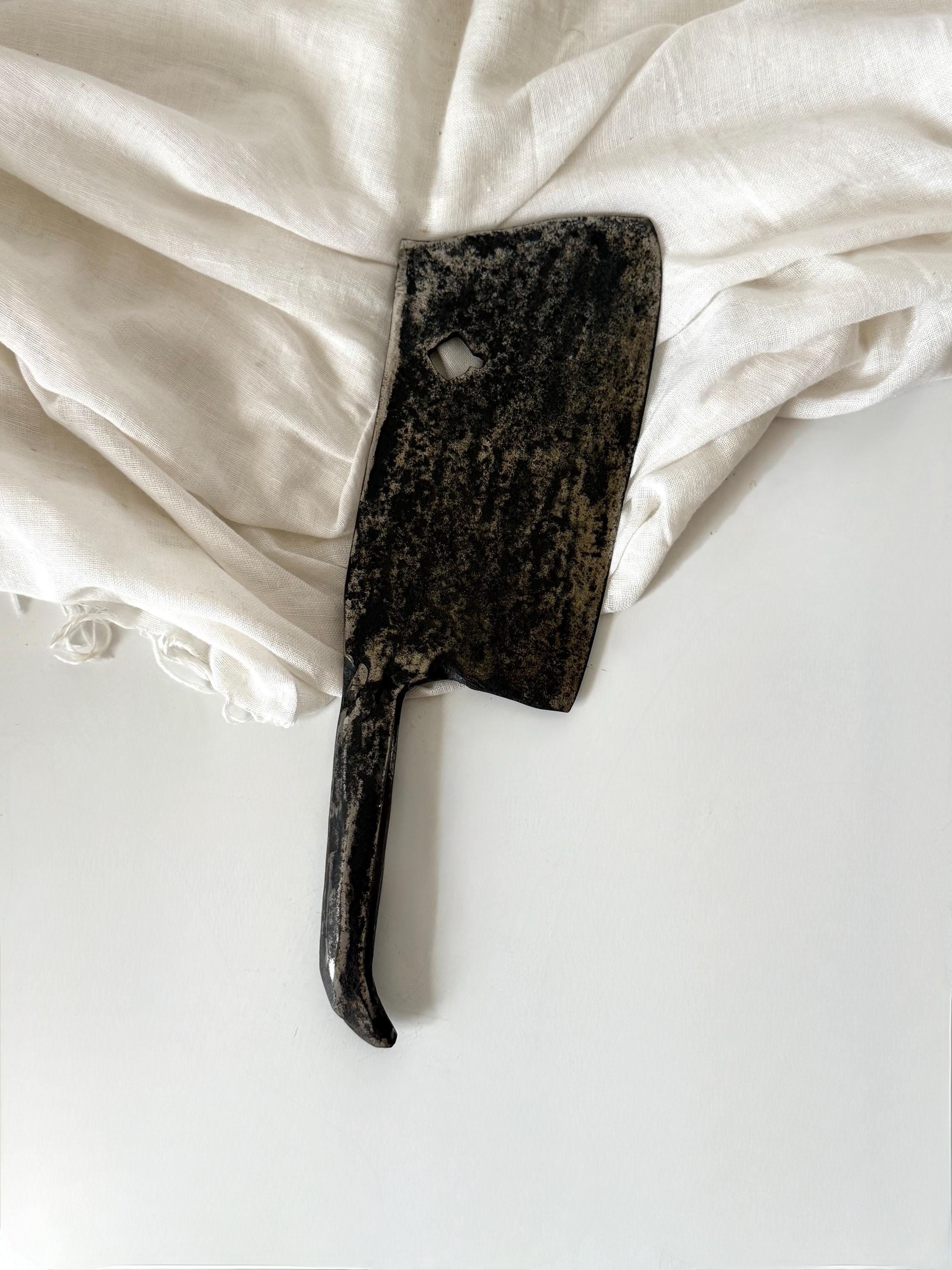 Rustic Cleaver Hand-forged Iron Butcher Cleaver: Rustic Farmhouse Kitchen Tool ...