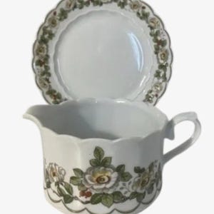 Vintage Eschenbach Bavaria Coffee Cup & Plate Set: Hand-Painted Rose German Porcelain