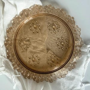 Vintage Amber Glass Trinket Dish: Mid-Century Modern Sunburst Bowl