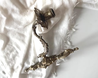 Vintage Brass Wall Candle Holder Ornate Rococo Piano Sconce Wall Mounted Candleholder