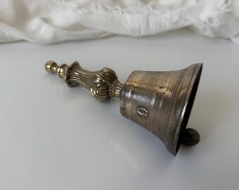 Vintage Brass Bell: Ornate Handle, Mid-Century Modern Decor