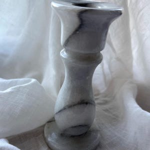 Vintage Real Marble Candleholder – 12.6cm Tall – Natural Stone Taper Holder – Classic Home Decor – Mid Century Marble Candlestick