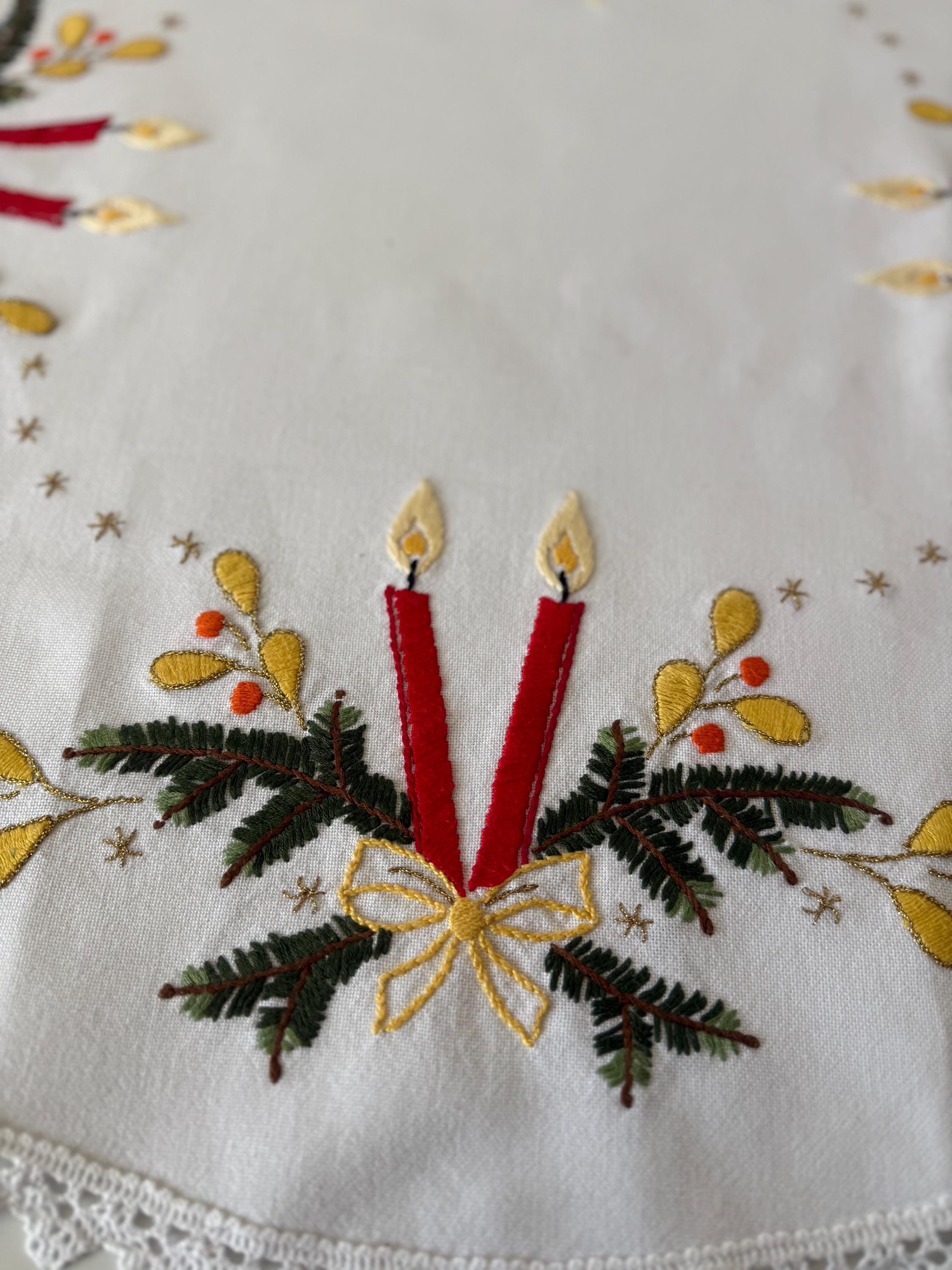 手刺繍イースターテーブルカバー 71 cm ヴィンテージ フェスティバル 