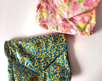Vintage Oscar de la Renta Clutch: Floral or Baroque Print Makeup Bag
