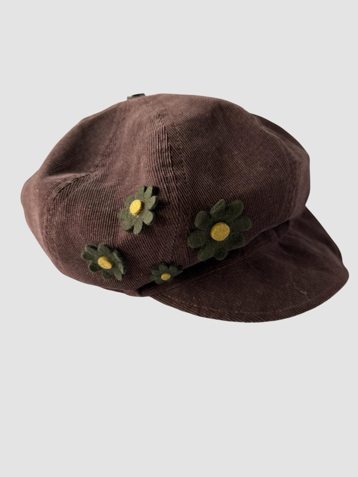 Vintage Borsalino Newsboy Cap: Brown Corduroy With Felt  display picture 3