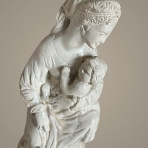 Vintage 1950s Madonna Child Statue White Religious Figure Catholic Art Virgin Mary Baby Jesus Devotional Decor