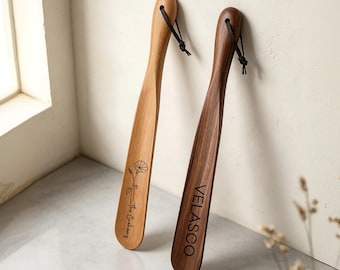 Personalized Black Walnut Wooden Shoe Horn, Solid Wood Long Handle Shoe Horn, Engraved Shoe Horn, Gift for Dad, Handmade