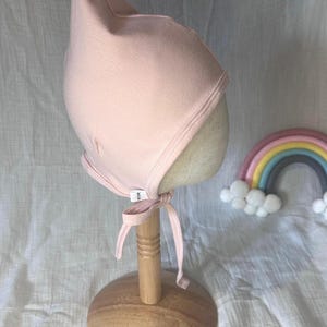 Pixie Bonnet | Soft Pink | Handmade Cotton Knit | Stretchy Bonnet | Baby Hat