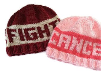 Knit beanie, hat,  cancer sucks chemo hat, fight cancer hat , head and neck