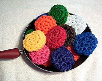 Crochet Kitchen Pot Scrubbers - Set of 4 Nylon Pot Scrubbies - Scouring Pads