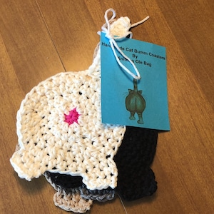 crochet cat butt coasters , set of 4  , cat lovers gift