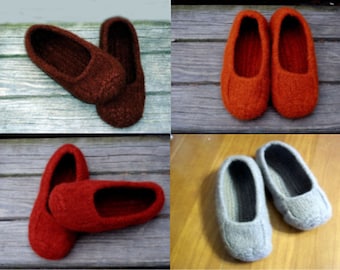 Two Pairs Felted Slippers  Women Men Children's Sizes Special Price on Two Pairs non slip bottoms