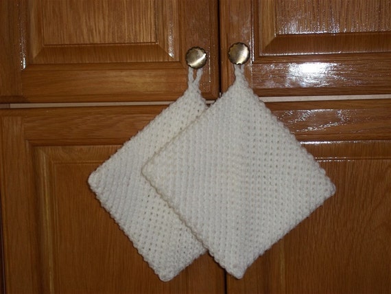 Crochet Pot Holders Double Thick Hot Pad Color White potholder