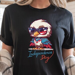 Independence Day eagle shirt, patriotic bald eagle tee, USA July 4th shirt, freedom shirt for women, cute America shirt, 4th of July tee